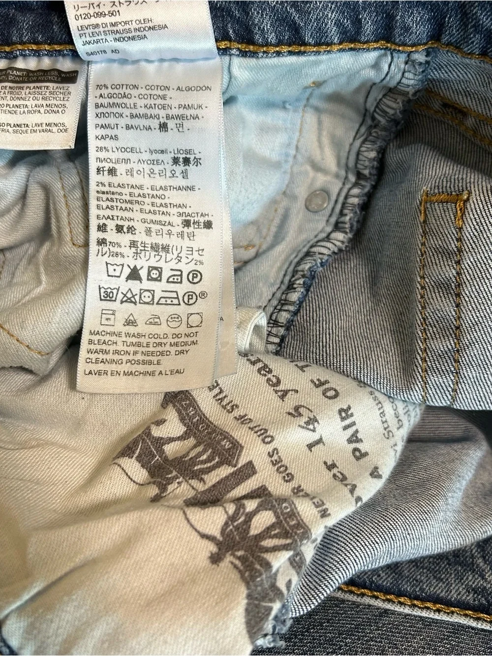 LEVI'S Mens 38 x 34 Blue 18181 Style 541 Athletic Taper Fit Denim Jeans